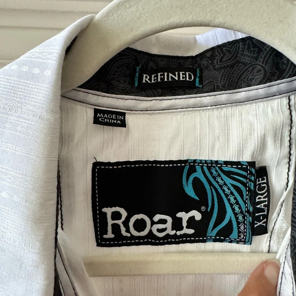 ROAR Buckle Y2K Men’s Refined Embroidered Button White Western Style Shirt XL - Picture 5 of 16